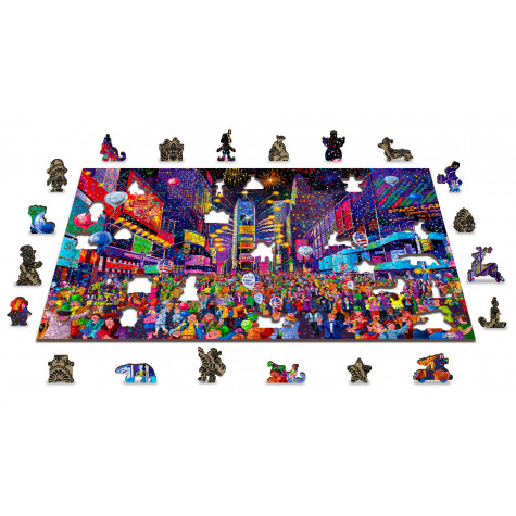 WOODEN CITY Dřevěné puzzle Silvestr 2v1, 505 dílků EKO ~ 3