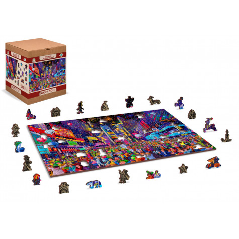 WOODEN CITY Dřevěné puzzle Silvestr 2v1, 505 dílků EKO ~ 4