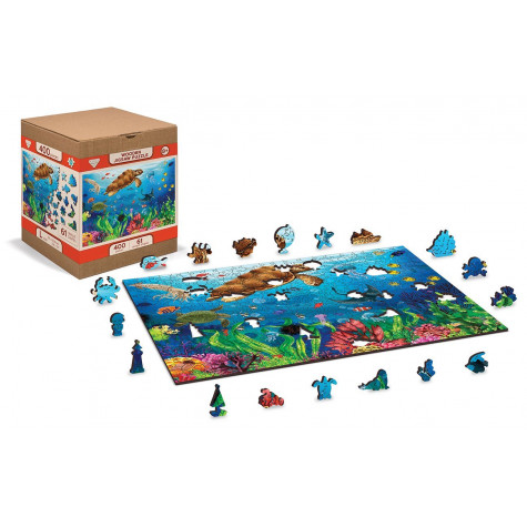 WOODEN CITY Dřevěné puzzle Potápěčský ráj 2v1, 100 dílků EKO ~ 3