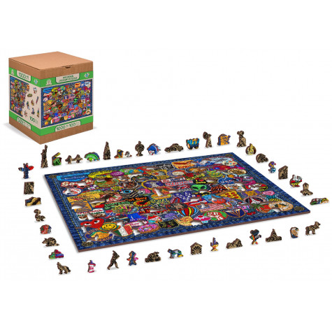 WOODEN CITY Dřevěné puzzle Bláznivá záplata 2v1, 1010 dílků EKO ~ 6
