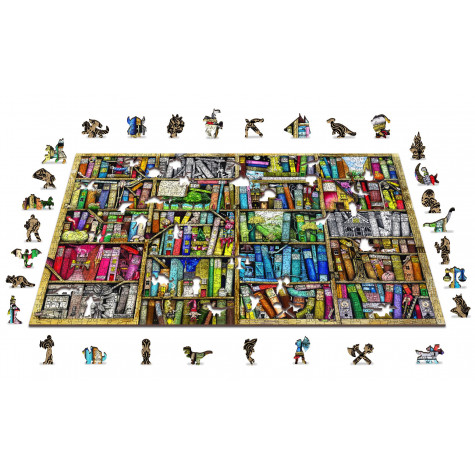WOODEN CITY Dřevěné puzzle Knihovna 2v1, 1010 dílků EKO