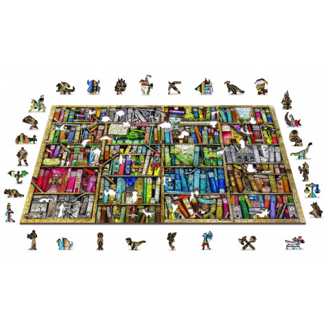 WOODEN CITY Dřevěné puzzle Knihovna 2v1, 1010 dílků EKO ~ 3