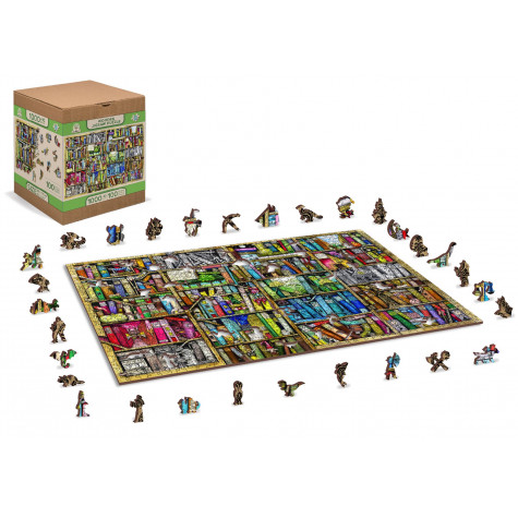 WOODEN CITY Dřevěné puzzle Knihovna 2v1, 1010 dílků EKO ~ 4