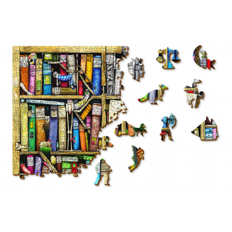 WOODEN CITY Dřevěné puzzle Knihovna 2v1, 1010 dílků EKO ~ 7