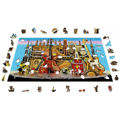 WOODEN CITY Dřevěné puzzle Hudební hrad 2v1, 1010 dílků EKO ~ 3