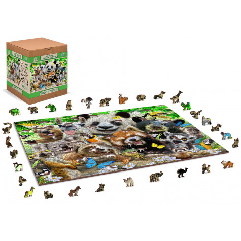 WOODEN CITY Dřevěné puzzle Medvědí ráj 2v1, 1010 dílků EKO ~ 4