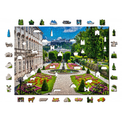 WOODEN CITY Dřevěné puzzle Palác Mirabell a Salzburský hrad 2v1, 1010 dílků EKO