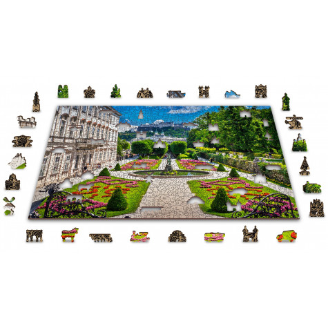 WOODEN CITY Dřevěné puzzle Palác Mirabell a Salzburský hrad 2v1, 1010 dílků EKO ~ 4