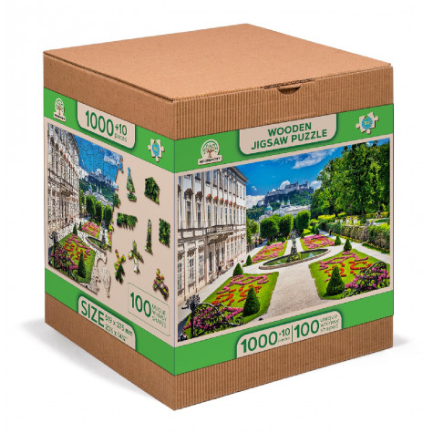 WOODEN CITY Dřevěné puzzle Palác Mirabell a Salzburský hrad 2v1, 1010 dílků EKO ~ 5