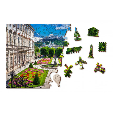 WOODEN CITY Dřevěné puzzle Palác Mirabell a Salzburský hrad 2v1, 1010 dílků EKO
