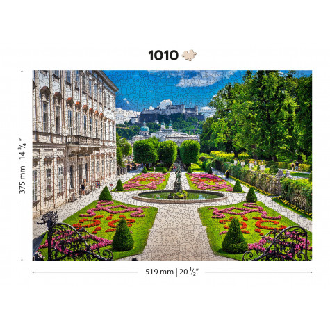 WOODEN CITY Dřevěné puzzle Palác Mirabell a Salzburský hrad 2v1, 1010 dílků EKO ~ 9