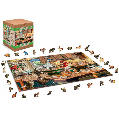WOODEN CITY Dřevěné puzzle Neposedná koťátka v kuchyni 2v1, 1010 dílků EKO ~ 9