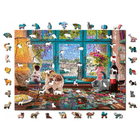 WOODEN CITY Dřevěné puzzle Puzzlařův stůl 2v1, 1010 dílků EKO ~ 1
