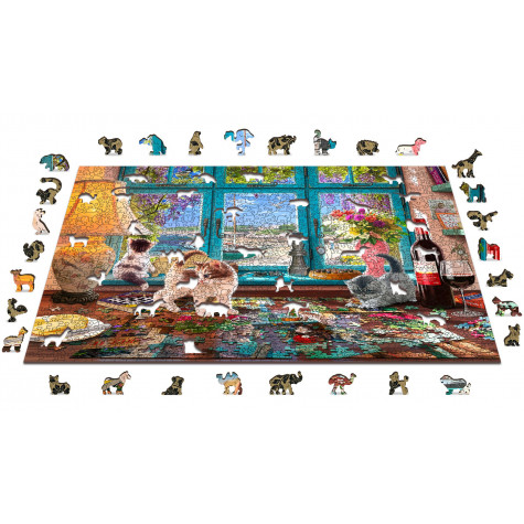 WOODEN CITY Dřevěné puzzle Puzzlařův stůl 2v1, 1010 dílků EKO ~ 3