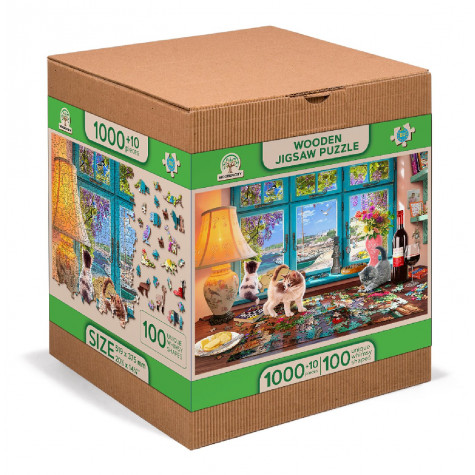 WOODEN CITY Dřevěné puzzle Puzzlařův stůl 2v1, 1010 dílků EKO ~ 9