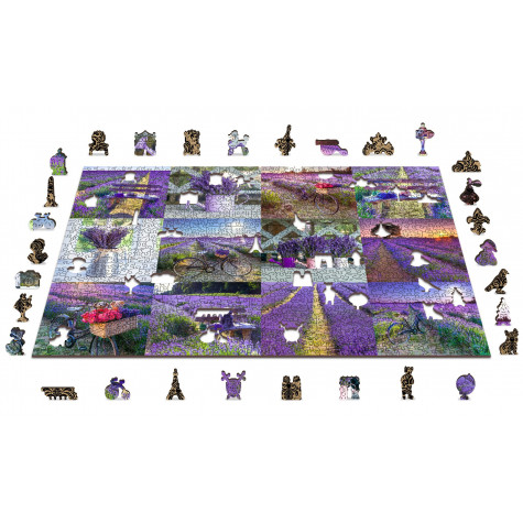 WOODEN CITY Dřevěné puzzle Levandulová Francie 2v1, 1010 dílků EKO ~ 3
