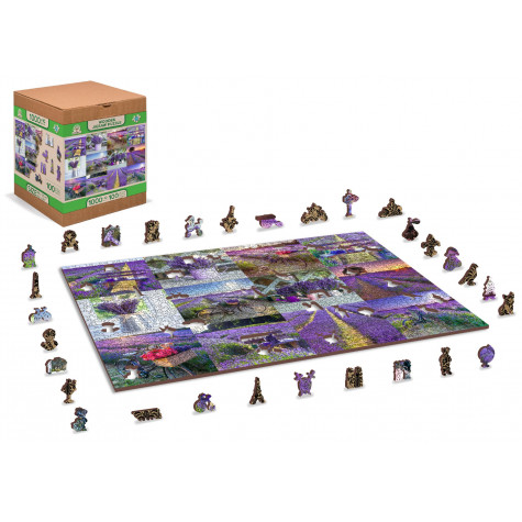 WOODEN CITY Dřevěné puzzle Levandulová Francie 2v1, 1010 dílků EKO