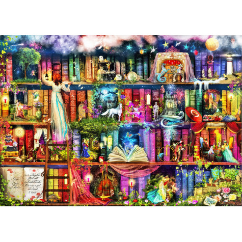 WOODEN CITY Dřevěné puzzle Police s knihami o hledání pokladu 2v1, 1010 dílků EKO ~ 4