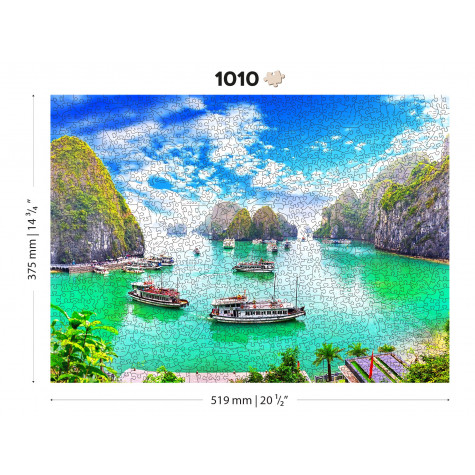 WOODEN CITY Dřevěné puzzle Halong Bay, Vietnam 2v1, 1010 dílků EKO