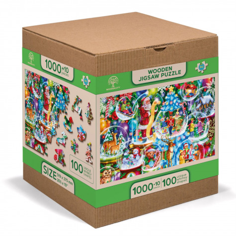 WOODEN CITY Dřevěné puzzle Vánoční sněžítka 2v1, 1010 dílků EKO ~ 2