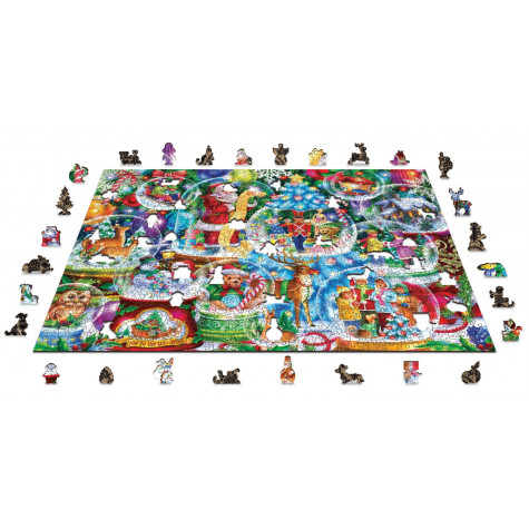 WOODEN CITY Dřevěné puzzle Vánoční sněžítka 2v1, 1010 dílků EKO ~ 3
