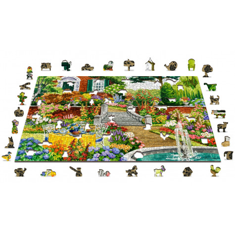 WOODEN CITY Dřevěné puzzle Zahrada o páté 2v1, 1010 dílků EKO