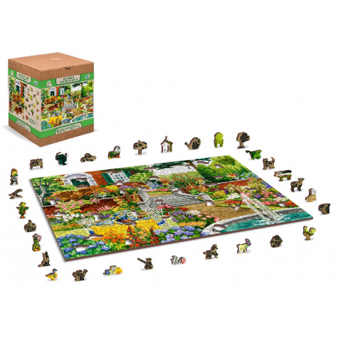 WOODEN CITY Dřevěné puzzle Zahrada o páté 2v1, 1010 dílků EKO