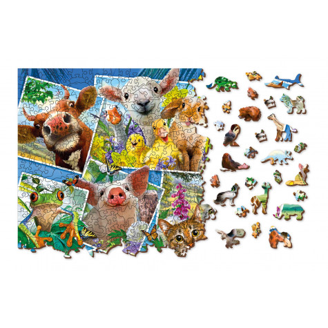 WOODEN CITY Dřevěné puzzle Zvířecí pohlednice 2v1, 1010 dílků EKO