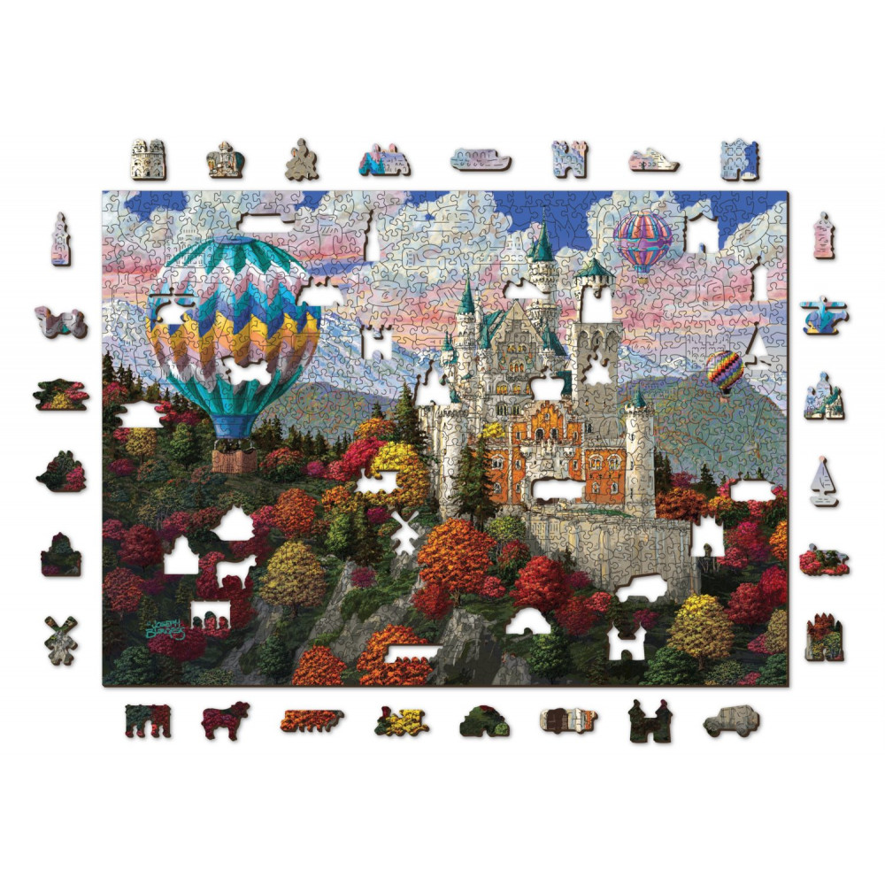 WOODEN CITY Dřevěné puzzle Zámek Neuschwanstein 2v1, 1010 dílků EKO