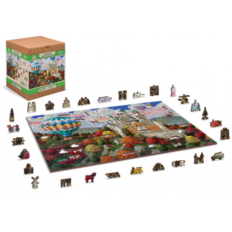 WOODEN CITY Dřevěné puzzle Zámek Neuschwanstein 2v1, 1010 dílků EKO ~ 4