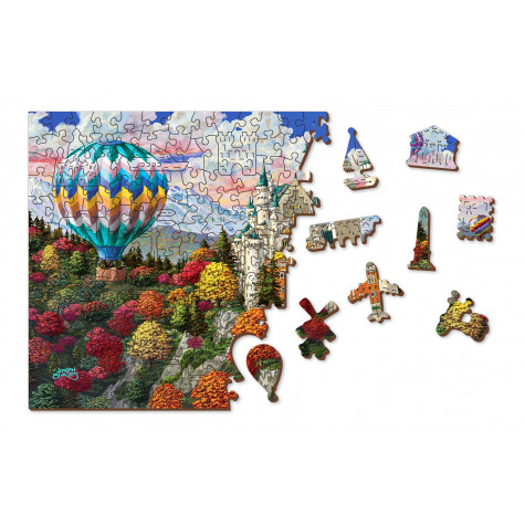 WOODEN CITY Dřevěné puzzle Zámek Neuschwanstein 2v1, 1010 dílků EKO ~ 7