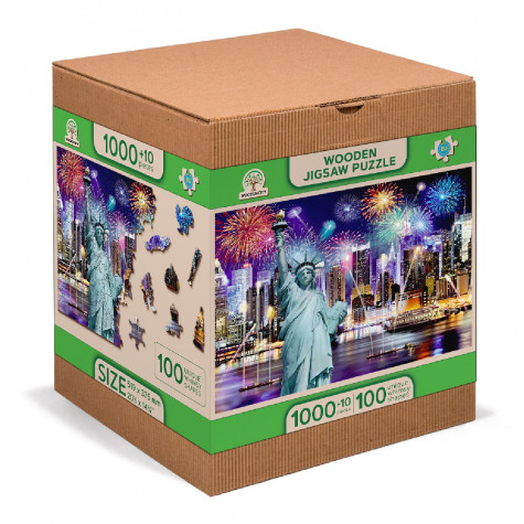 WOODEN CITY Dřevěné puzzle Noční New York 2v1, 1010 dílků EKO