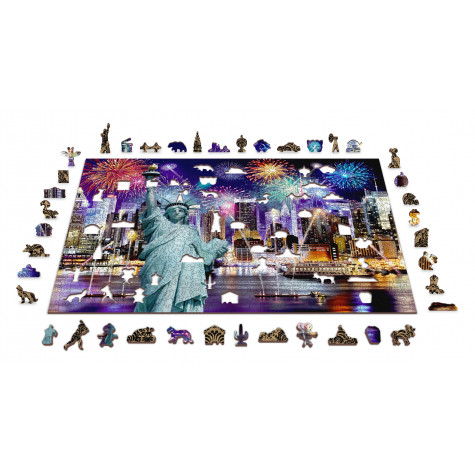 WOODEN CITY Dřevěné puzzle Noční New York 2v1, 1010 dílků EKO