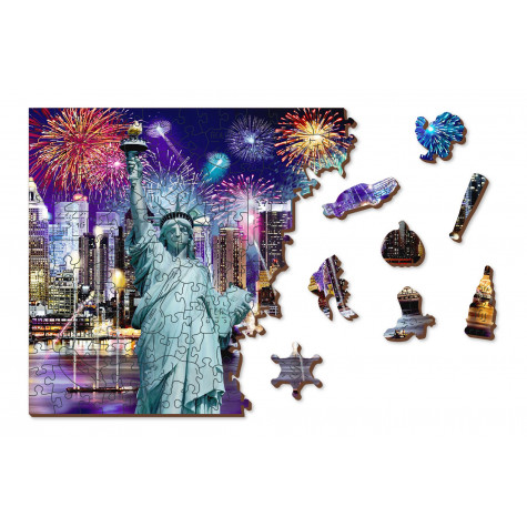 WOODEN CITY Dřevěné puzzle Noční New York 2v1, 1010 dílků EKO