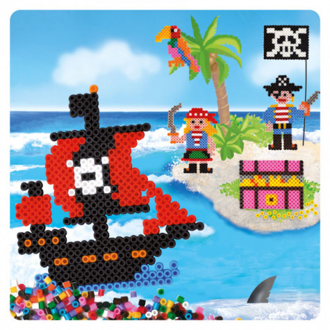 Playbox Zažehlovací korálky sada Piráti, 2000ks korálků, předlohy, deska 15x15cm