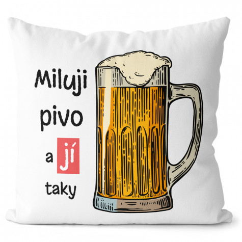 Polštáře 40 x 40 cm 2 ks - Miluji víno a pivo