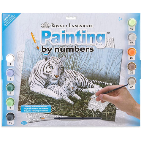 Royal Malování podle čísel 30x40 cm - Bílý tygr s mládětem