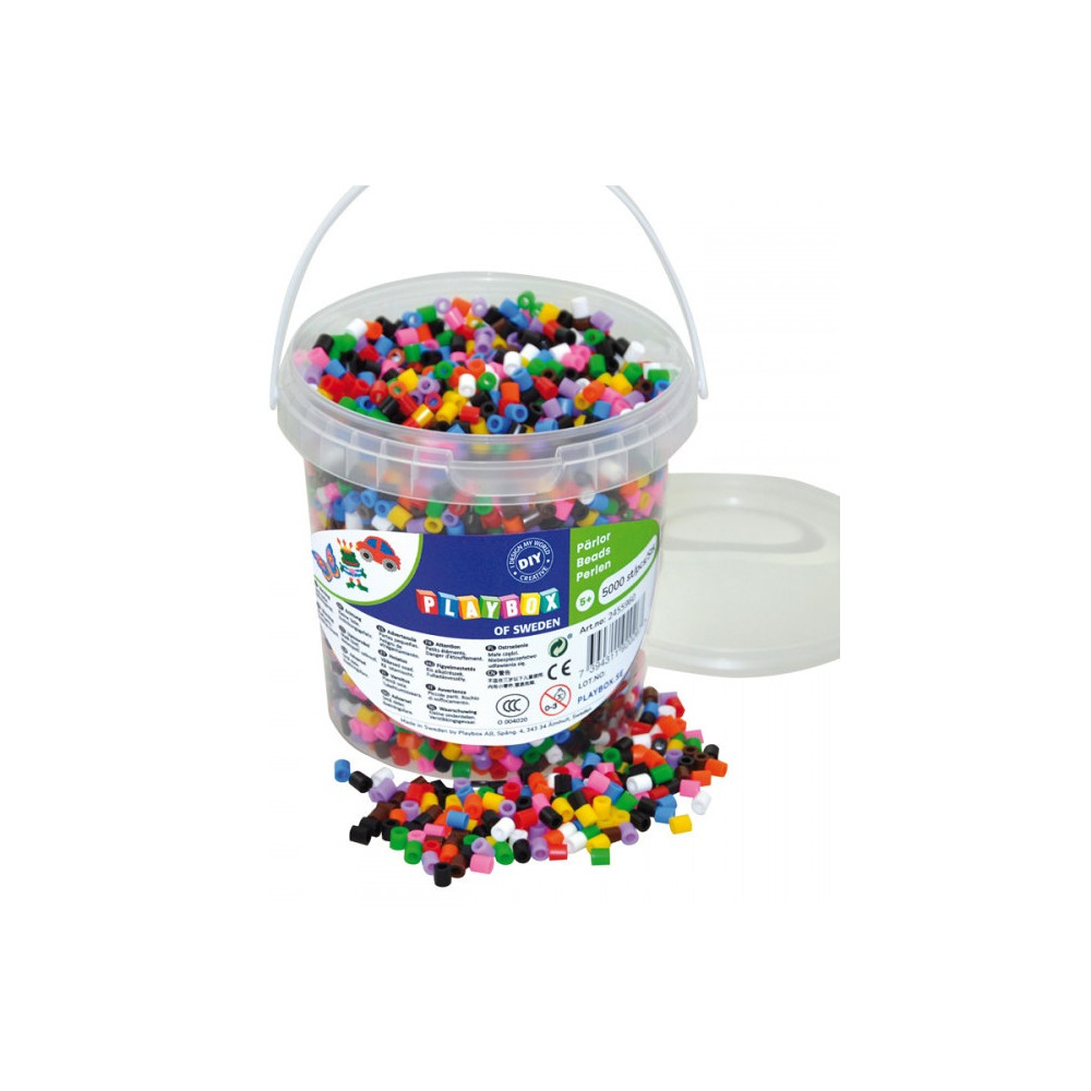 Playbox Zažehlovací korálky 5000 ks v kbelíku - základní barvy