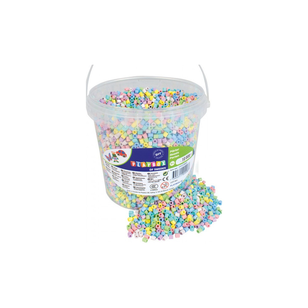 Playbox Zažehlovací korálky v kbelíku 10 000 ks - pastelový mix