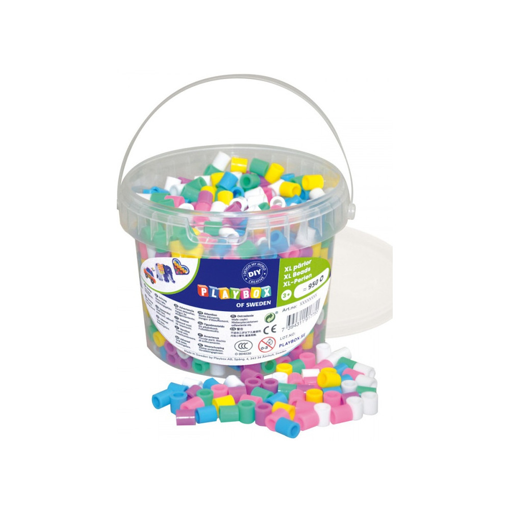 Playbox Zažehlovací korálky XL 900 ks v kbelíku - pastelové