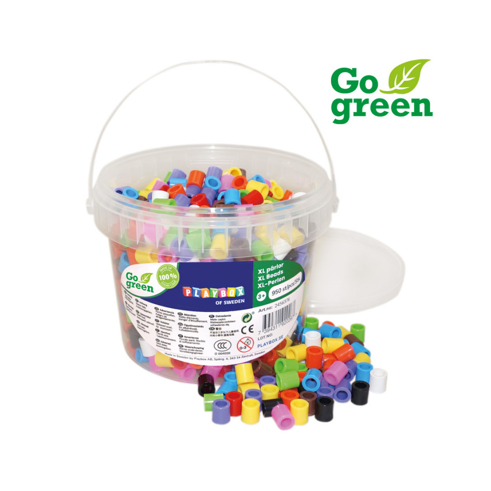 Playbox Zažehlovací korálky XL 950 ks v kbelíku Go Green mix barev