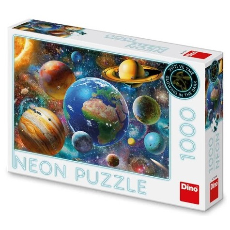 Dino Puzzle Planety 1000 dílků neon