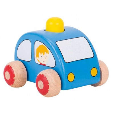 GOKI Dřevěné autíčko s houkačkou modré