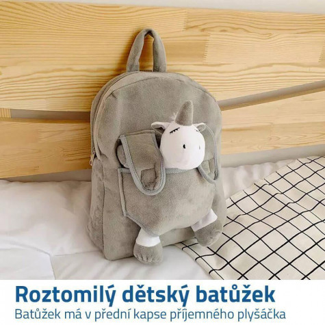Batůžek s plyšákem 25 x 30 cm - jednorožec ~ 2