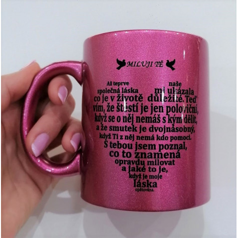 Hrnek 330 ml růžový - Milostný citát pro ženy ~ 2