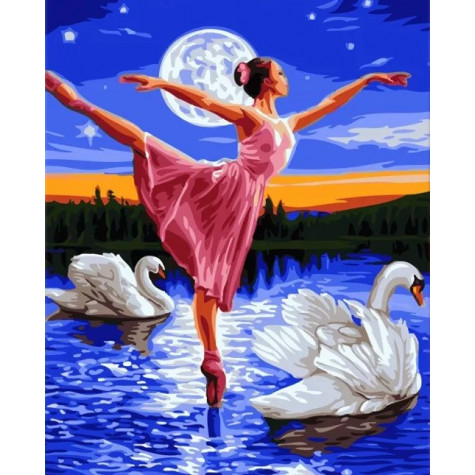 Diamantový obrázek malování 30x40cm - Baletka a labutě