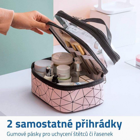 Dvoupatrový organizér na kosmetiku - růžový ~ 6