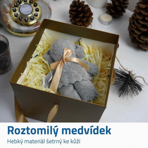 Ručník na obličej Medvídek s mašlí - šedý ~ 2