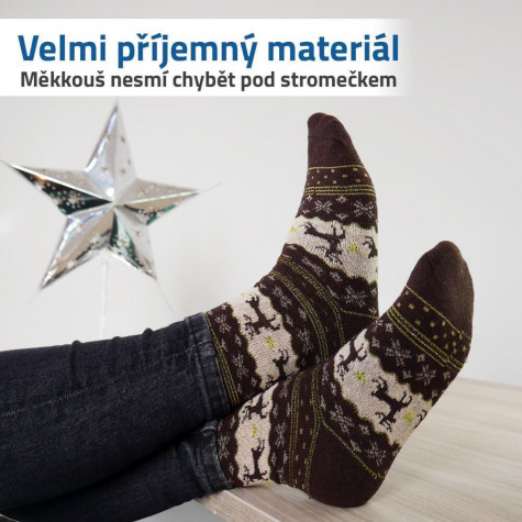 Vánoční ponožky s norským vzorem - hnědé
