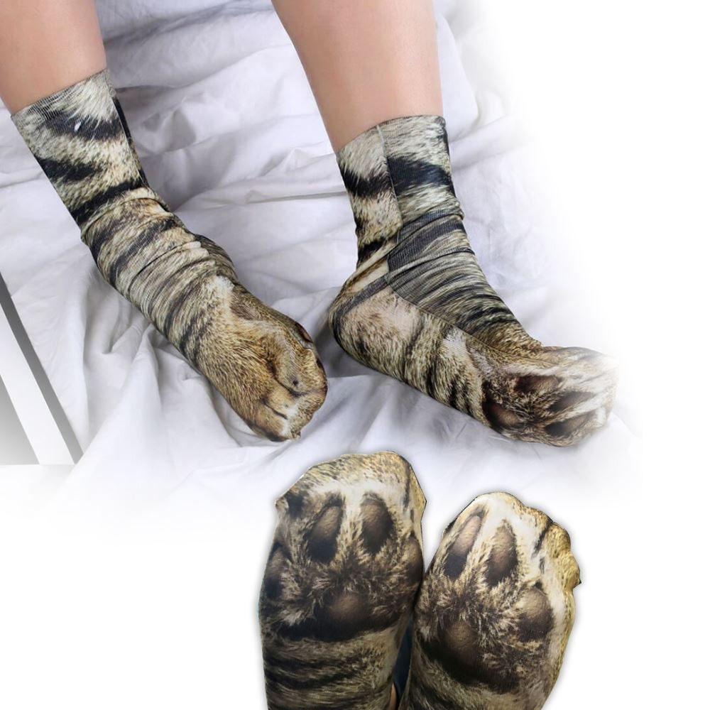 Zvířecí ponožky s reálným potiskem - Kočka - vel. uni
